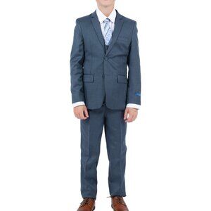 Mid Navy Sharkskin 5 Pc Perry Ellis Boy Suit